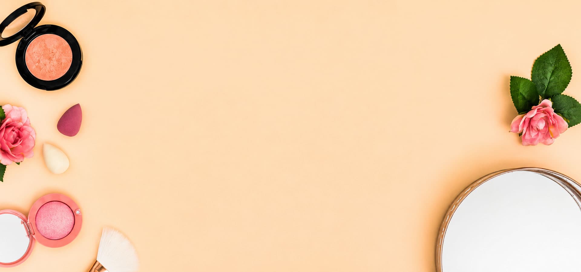 Cosmetics and Makeup Brushes Background